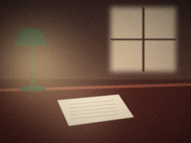 Bureau d'avocat éclairé par une lampe, dossier posé sur la table